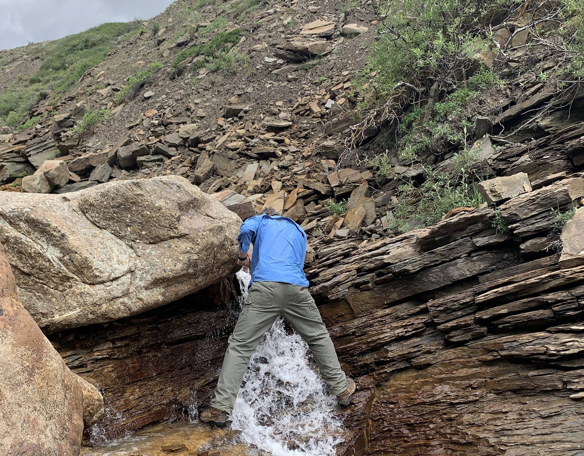 Steve taking a break from all his hard work with a refreshing waterfall dunk